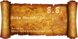 Beke Borbála névjegykártya